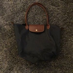 Gunmetal Longchamp large Le Pilage tote